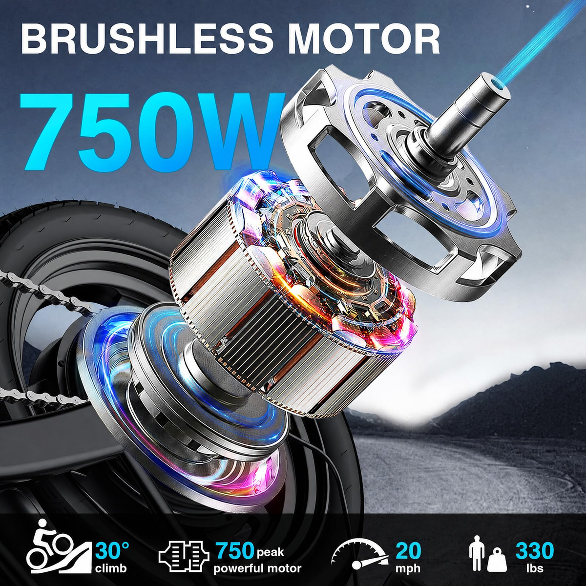 LELEKUAI, 1200W Peak Motor Commuter, 20-28MPH Speed, 32 Miles Range, Removable Waterproof Battery