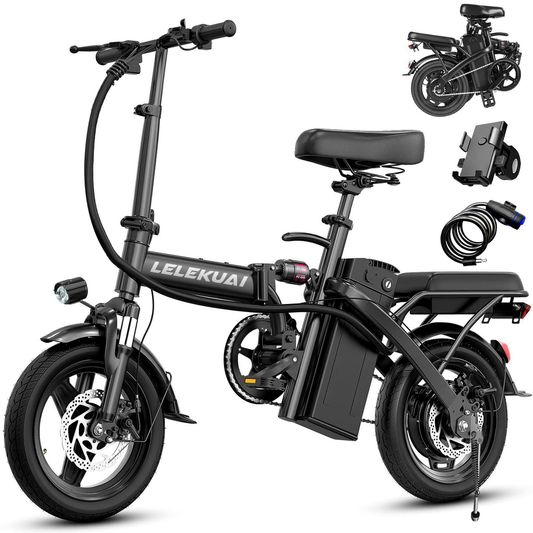 LELEKUAI, 1200W Peak Motor Commuter, 20-28MPH Speed, 32 Miles Range, Removable Waterproof Battery
