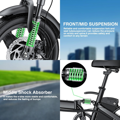 LELEKUAI, 1200W Peak Motor Commuter, 20-28MPH Speed, 32 Miles Range, Removable Waterproof Battery