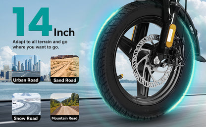 LELEKUAI, 1200W Peak Motor Commuter, 20-28MPH Speed, 32 Miles Range, Removable Waterproof Battery